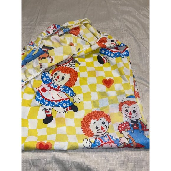 Vintage Raggedy Ann & Andy Twin Fitted Sheet & 2 Standard Pillow Cases - Picture 4 of 7